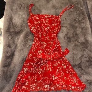 Red dress with white flowers